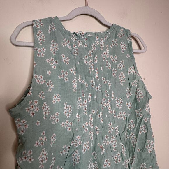Market & Spruce Ruffle V-Neck Top XL NWT Green Floral Sleeveless Linen Blend - Picture 5 of 7